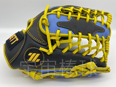 ※宇宙棒球※ZETT 特殊訂製版 13吋 棒壘球手套 鹿裏 黑/淺藍/黃色皮革線 BPGT-3SP7537