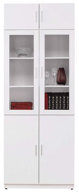 【宏興HOME BRISK】艾美白色2.7尺四門書櫃，促銷全省西部市區免運費，《XU新品22》