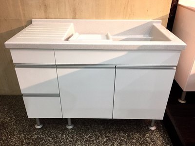 白玉色120公分人造石洗衣槽(德浦藝術廚浴家具)