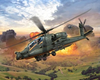 現貨-利華REVELL拼裝飛機模型04985 1/100 AH-64A阿帕奇直升機簡約