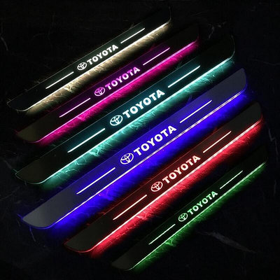 豐田 TOYOTA ALTIS CHR RAV4 CAMRY WISH 七彩流光門檻條 踏板 LED 免接線 迎賓踏板-優品