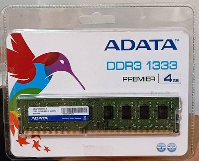 【3C雜舖】桌上記憶體 ADATA 威剛 4G DDR3 1333 雙面16顆粒 RAM 終身保固 原廠盒裝 台中可面交