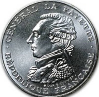現貨熱銷-【紀念幣】法國銀幣1987年100法郎紀念銀幣(獨立戰爭前軍司令拉法耶將軍)