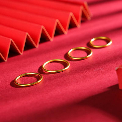 古法沙金素圈戒指小眾設計仿真黃金磨砂越南沙金亮面情人節禮物新