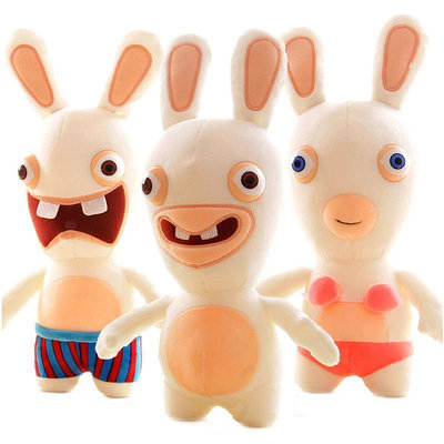 【小點點】兔子 布偶 毛絨 人偶  兒童 遊戲周邊毛絨瘋狂的兔子公仔雷曼兔齙牙兔公仔可愛小兔子娃娃搞怪