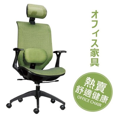 辦公椅/電腦椅/高級人體工學透氣網背辦公椅(頭靠枕+腰靠枕) -綠【天空樹生活館】