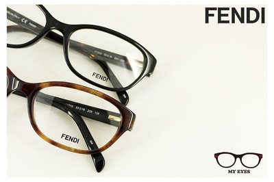 【My Eyes 瞳言瞳語】FENDI 義大利品牌 純黑色膠框光學眼鏡 高雅質感 專業感OL 小臉型佳 (F1033)