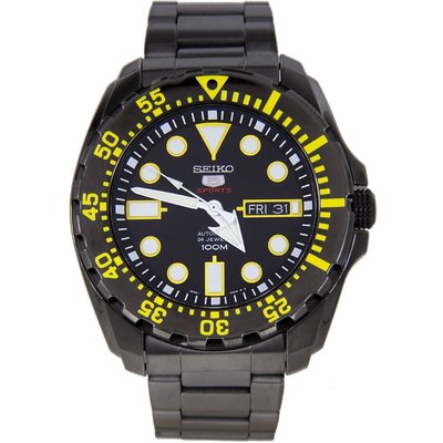 SEIKO WATCH 強悍潛水機械腕錶-黑灰x黃/42mm/SRP607K1