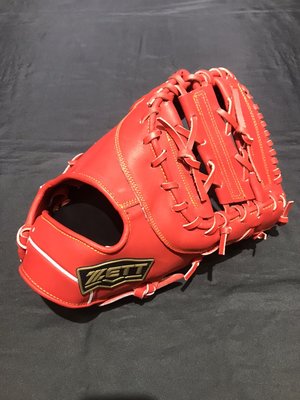 棒球世界ZETT A級硬式牛皮 棒球一壘手手套特價本壘版標紅配色