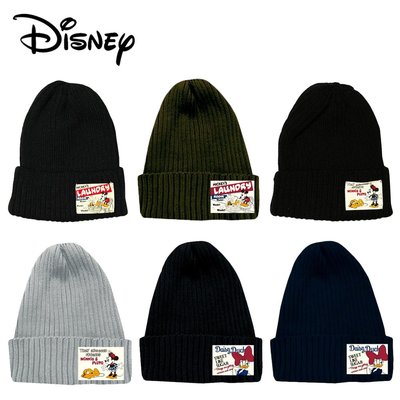 米奇家族 布標毛帽 針織毛帽 螺紋毛帽 毛帽 帽子 米奇 米妮 黛西 迪士尼 Disney 日本正版