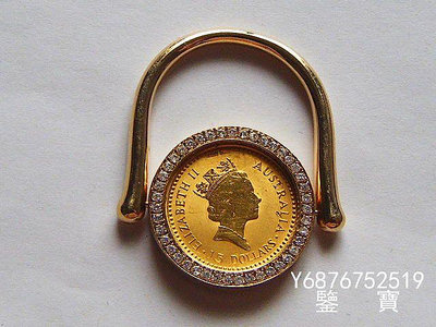 【鑒 寶】（外國錢幣） 澳大利亞1993年伊莉莎白女王袋鼠金幣42顆鑽石0.24克拉18K金戒指 XWW2423