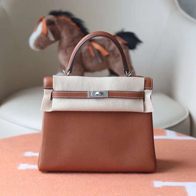 France Window 愛馬仕 Hermes 凱莉包 Kelly25 福寶皮  37金棕 內縫 銀扣