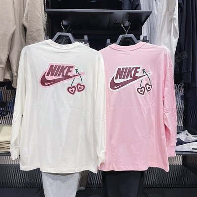 新款推薦 Nike春季情人節愛心女子圓領長袖T恤打底衫 FD9933-133-690 可開發票