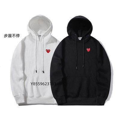 COMME DES GARCONS CDG PLAY 川久保玲 刺繡 愛心 帽踢 帽TEE 帽T 刷毛 黑色 白色 -步履不停