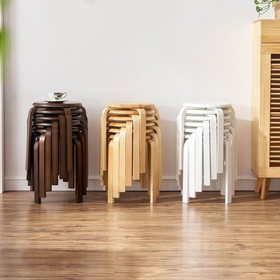 餐廳椅子餐凳家用簡約板凳小戶型家用實木矮凳可疊放餐桌凳圓凳子~特價