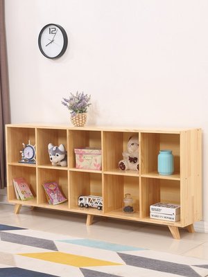 實木書柜簡易置物架落地家用兒童書架學生書櫥簡約客廳