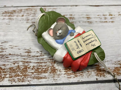 賀曼睡覺老鼠葉子玩具擺件禮物ob11娃屋裝飾