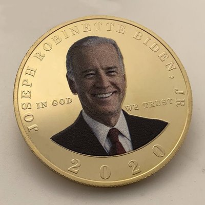 現貨熱銷-【紀念幣】2020美國總統大選拜登鍍金紀念章 彩繪金幣硬幣風云人物紀念幣