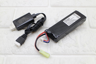 [01]11.1V USB 充電器 + 11.1V 鋰電池 標準型 ( M4A1鋰鐵充電電池EBB AEG電動槍