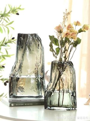 現貨熱銷-輕奢簡約創意玻璃花瓶客廳餐桌水養插花鮮花干花花器網紅花瓶擺件  YTL