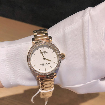 附購證 美國正品 COACH 腕錶Madison 金色 精鋼錶帶 石英錶 女士手錶 14502390