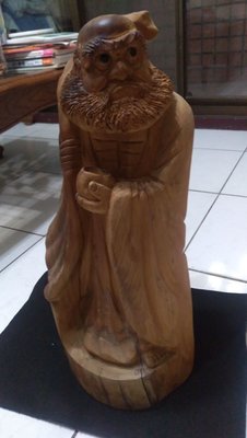 嚴選頂級藝術品 達摩托缽神像 品相傳神 原木雕件 高53公分 自取免運費