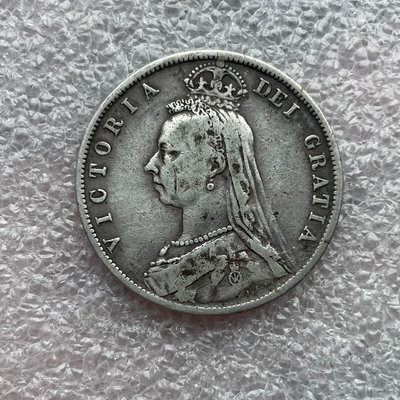 原味1889英國維多利亞半克朗銀幣