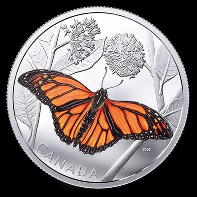 加拿大彩色蝴蝶銀幣三盎司，限量銀幣，加拿大銀幣，收藏錢幣，錢幣，紀念幣，幣~加拿大蝴蝶銀幣~全新三盎司全球限量3500枚