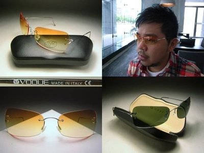 信義計劃 眼鏡 全新真品 VOGUE 太陽眼鏡 義大利製 銀色 金屬 無框 可配 抗藍光 全視線 sunglasses