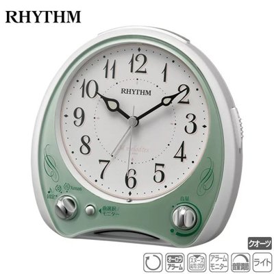 日本 RHYTHM 38首極光音旋律 分針時針高光度蓄光 音樂鬧鐘