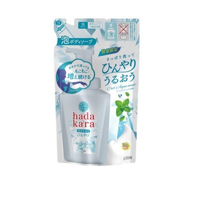 【JPGO】日本製 獅王 hada kara 夏季限定 含薄荷醇 泡沫型沐浴乳 補充包 420ml~清涼薄荷#449