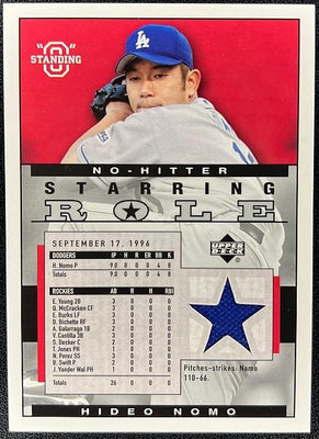 MLB 球員卡 Nomo 野茂英雄 2003 Upper Deck Standing "O" 球衣卡