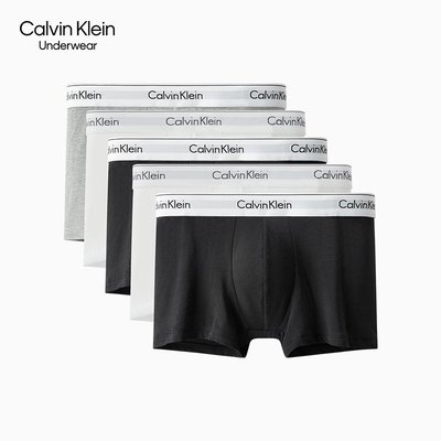 (PSM街頭潮流選)CALVIN KLEIN 全新正品公司貨 純棉銀白色腰織帶四角男內褲5件組