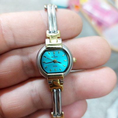 古典＆藍寶石鏡面＆包金＆鋼帶 細骨 秀氣 女錶 手鏈錶 錶徑20mm 手圍15cm 日本錶 老品牌 高品質 H1