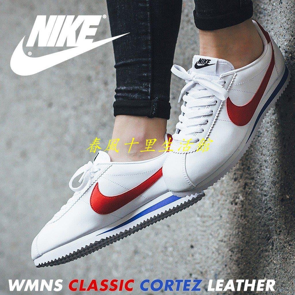 NIKE WMNS CLASSIC CORTEZ LEATHER OG 白紅藍阿甘鞋807471-103爆款