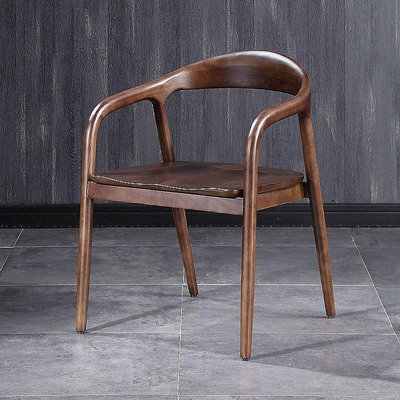 【小琳家居】中式椅子創意北歐實木真皮靠背簡約餐椅家用書房圈椅肯尼迪總統椅