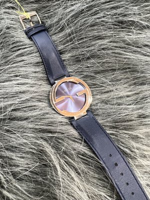 GUCCI GG LOGO 37MM 銀色 不銹鋼 藍色 錶帶 石英 錶 手錶