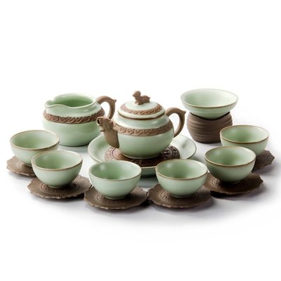 熱銷 汝窯陶瓷家用辦公整套功夫茶具套裝復古單套茶壺茶杯禮品特價 可開發票