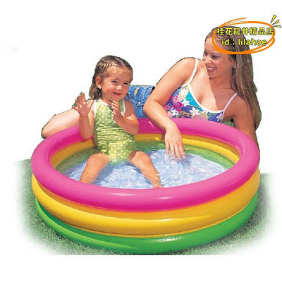 【優選】intex56441螢光三環兒童遊泳池海洋球池戲水泳池充氣池水池