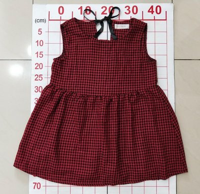 【二手衣櫃】TOKYO FASHION 黑紅色千鳥格紋英倫學院風無袖短版洋裝上衣 傘狀背心裙 娃娃裝 1090123