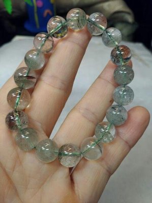 *#永續國際珠寶#**天然綠幽靈水晶手鏈 10mm 18顆  重量: 32.6g GW-008