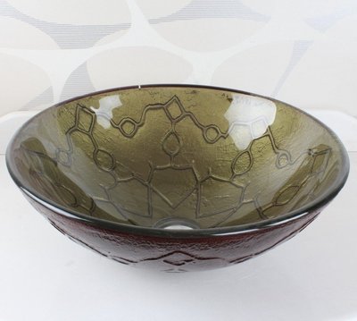 FUO衛浴:42x42公分 琉璃工藝 彩繪藝術強化玻璃碗公盆 (BW235) 期貨!
