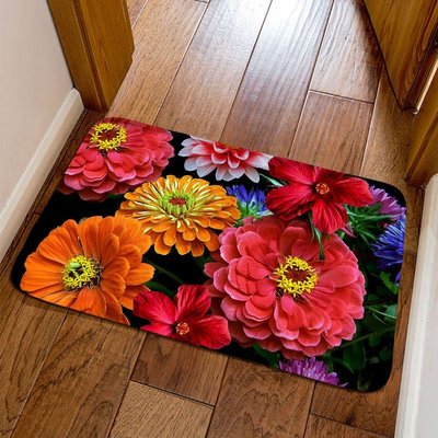 現貨熱銷-田園花朵進門地墊客廳玄關廚房衛生間腳墊臥室床邊地毯可來圖定制