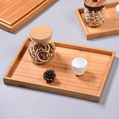 竹質燒烤托盤長方形家用竹製提手盤子酒店茶盤水杯盤上菜竹木盤子