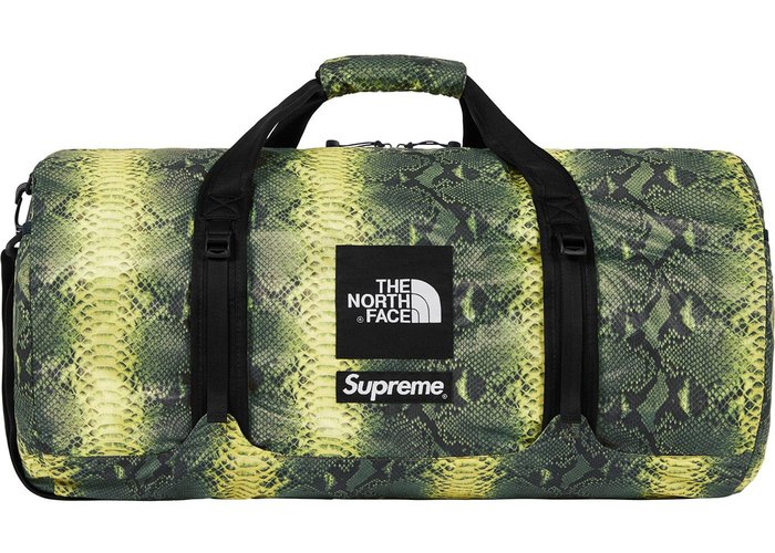 supreme north face duffel bag snakeskin