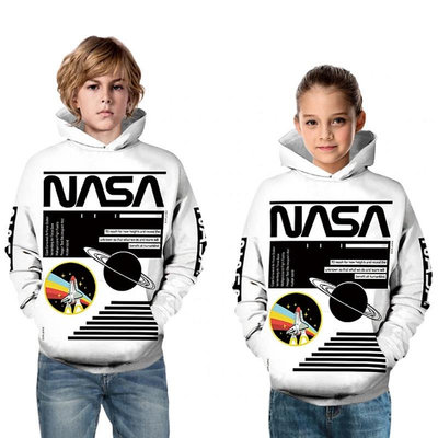 【小點點】小朋友外套秋冬孩子們連帽衫 NASA 毛衣印花宇宙夾克兒童頂級時尚星球太空服
