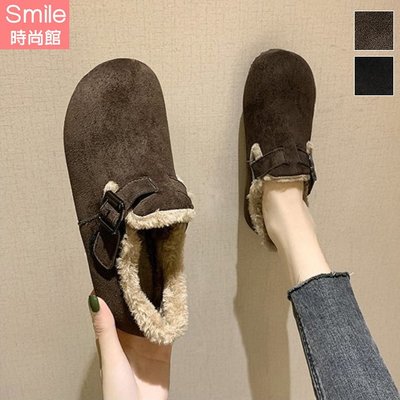 【V8970】SMILE-冬日伴隨．冬季加絨保暖棉平底鞋