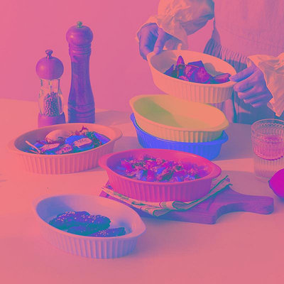 滿299元出貨 純色陶瓷雙耳烤盤家用南瓜橢圓形烤箱專用碗焗飯碗水果沙拉碗餐具