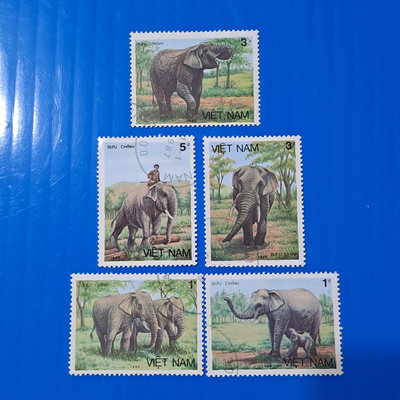 【大三元】亞洲郵票-越南郵票-各國動物專題郵票-銷戳票5枚
