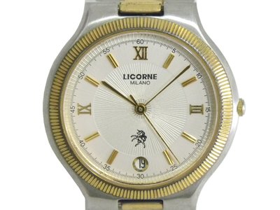 [專業] 石英錶 [LICORNE L211M]  力抗錶(獨角獸) 圓形[米蘭]半金時尚錶[米色面+日期]